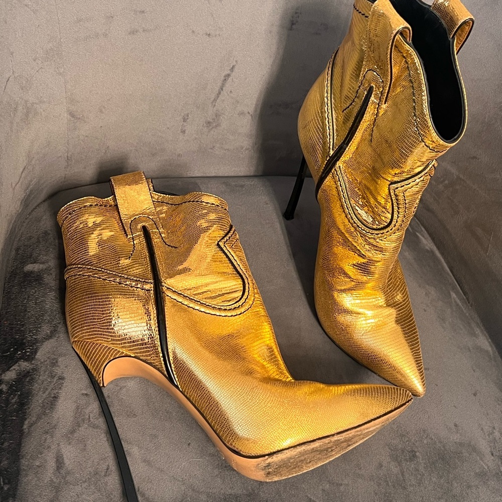 Casedei Gold High Heel Ankle Boots